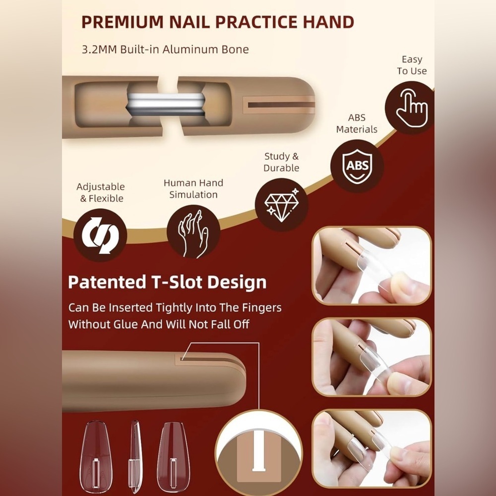 Practice Hand for Acrylic Nails - Nail Tips Fake Hand - Flexible Practice Hand‌ - Picture 4 of 9